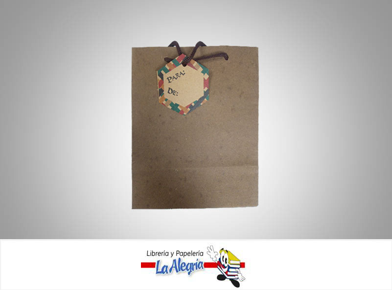 BOLSA DE REGALO KRAFT 17X19X9.5 CM UND MARCA S/M