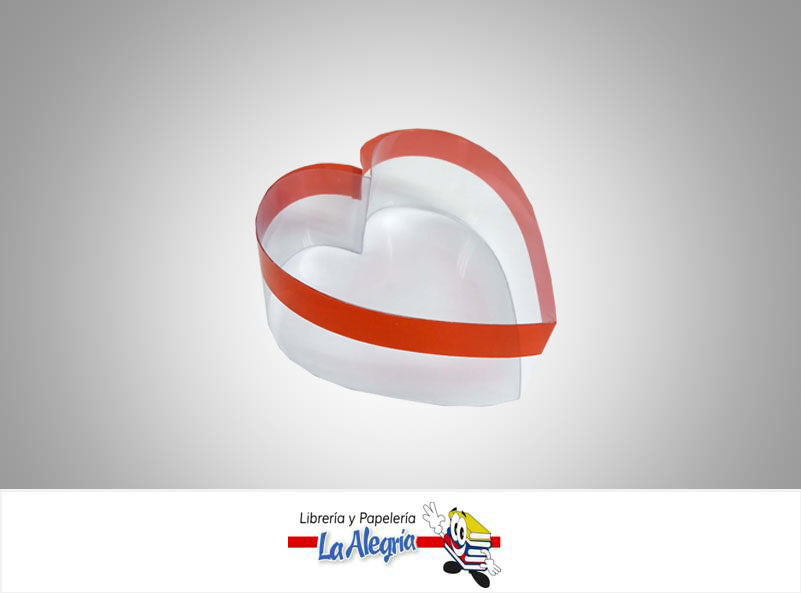 CAJA ACETATO CORAZON 07/7 BORDE ROJO UND MARCA S/M   