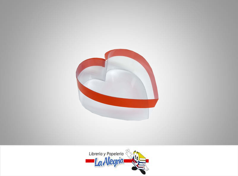 CAJA ACETATO CORAZON 101/7 BORDE ROJO UN MARCA S/M   