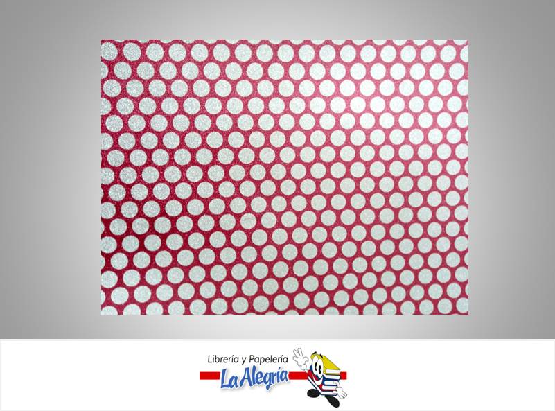 CARTULINA MICRO ESCARCHADA ESTAMPADA 50X70CM LUNAR ROJO UND MARCA S/M