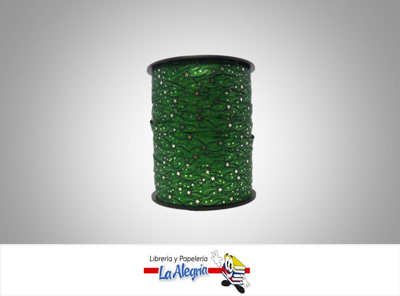 CINTA DECORADA 9MM VERDE/ESTRELLAS XMETR MARCA BOLIS   
