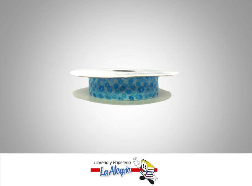 CINTA TULL ESTAMP 25MM AZUL/FLORES XMETR MARCA S/M   