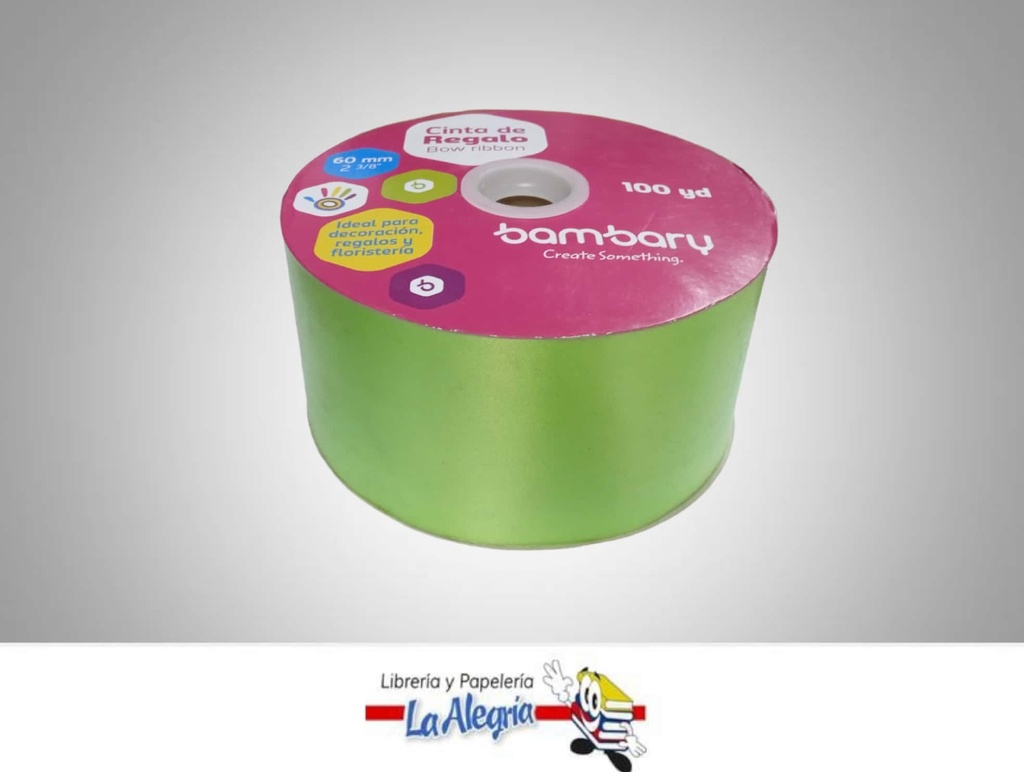 CINTA DE REGALO 60 MM VERDE CLARO X METR MARCA BAMBARY   