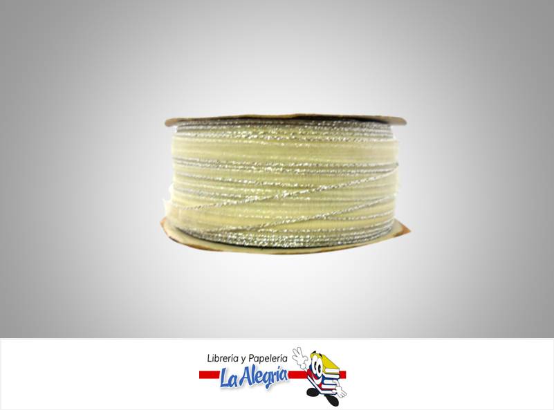 CINTA ORGANZA B/P 07MM PLATEADO XMETRO MARCA S/M   