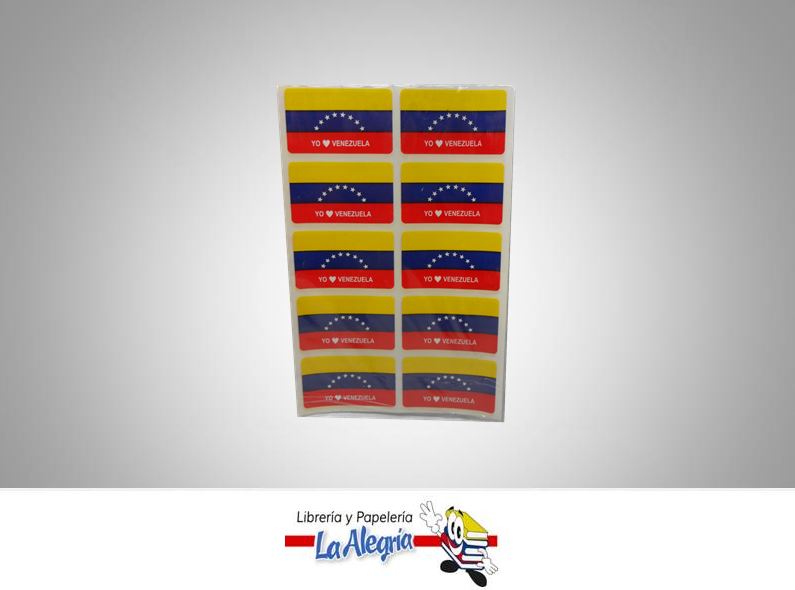 ETIQUETA RECTANGULAR BANDERA DE VENEZUELA PAQ.30UND MARCA STAR