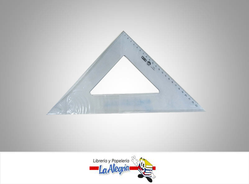 ESCUADRA ACRILICA SIN BISEL 45- 23CM UND    