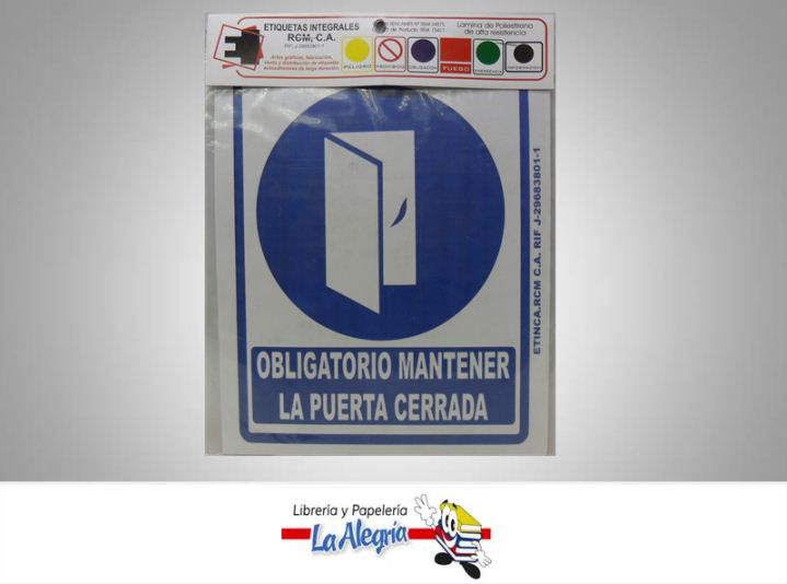 SENAL OBLIGATORIO PUERTA CERRADA 24X19C MARCA ETINCA   