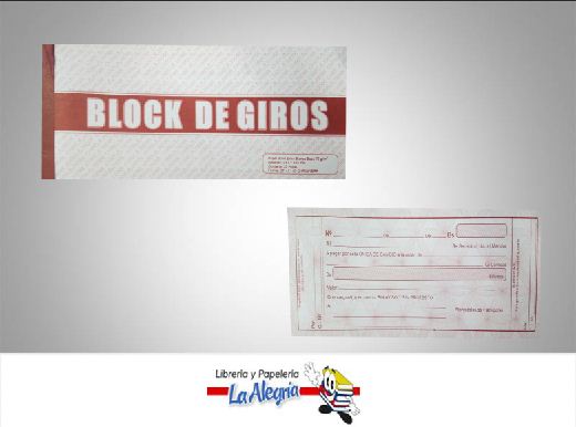 BLOCK DE GIRO 230X105MM 25 HOJAS MARCA S/M   