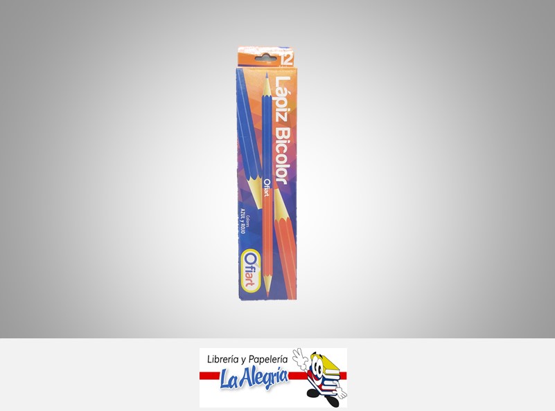 LAPIZ BICOLOR HEXAGONAL ROJO/AZUL UND MARCA OFIART   