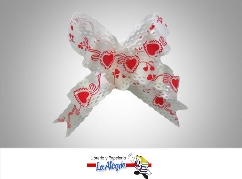 LAZO MAGICO 18X390MM BLANC/CORAZ/ROJ UND MARCA HAND DRAW FLOWER   