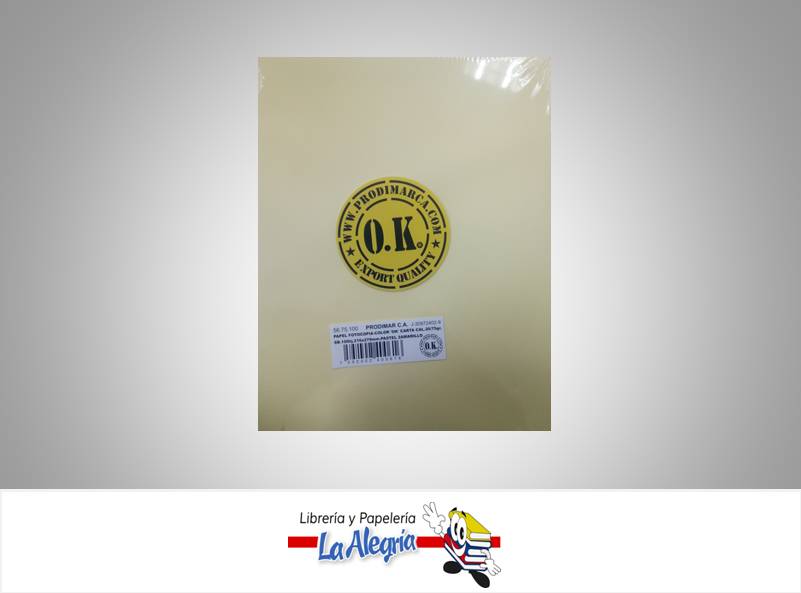 PAPEL CARTA CAL 20/75GR AMARILLO PASTEL UND MARCA OK