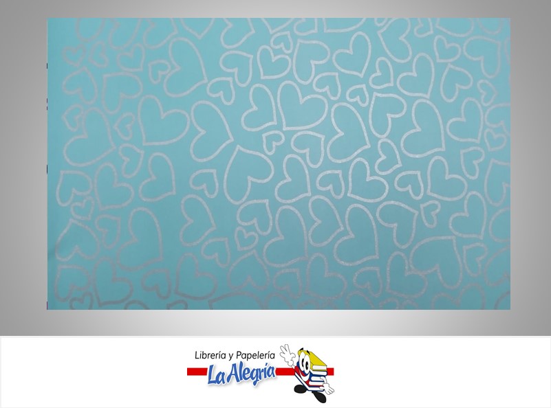 PAPEL DE REGALO CORAZONES 66X46 CM TURQUESA UND MARCA PAPURRI