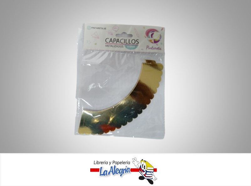 CAPACILLO METALIZADO 15 CM DORADO PAQ 6 UND MARCA PINTARETA
