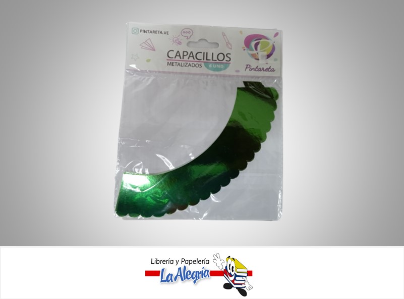 CAPACILLO METALIZADO 15 CM VERDE PAQ 6 UND MARCA PINTARETA