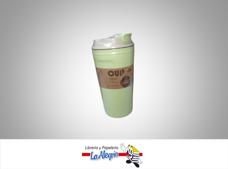 TERMO FIBRA BAMBU 420ML VERDE UND  MARCA S/M