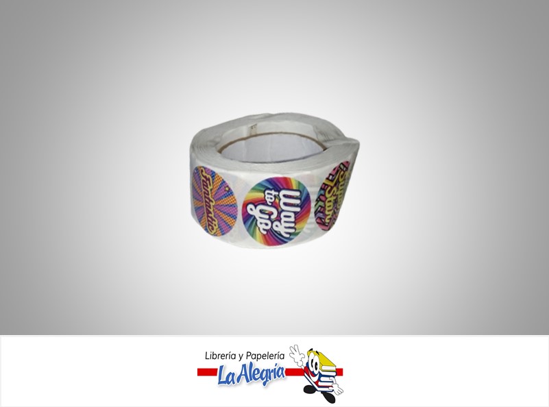 CALCOMANIA STICKER MOTIVACIONAL 2.5X2.5 CM PAQUETE 500 UND MARCA S/M