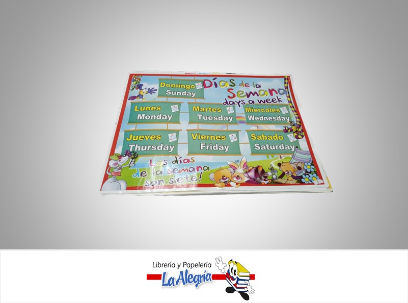 AFICHE GRANDE DIA DE LA SEMANA EN INGLES MARCA S/M