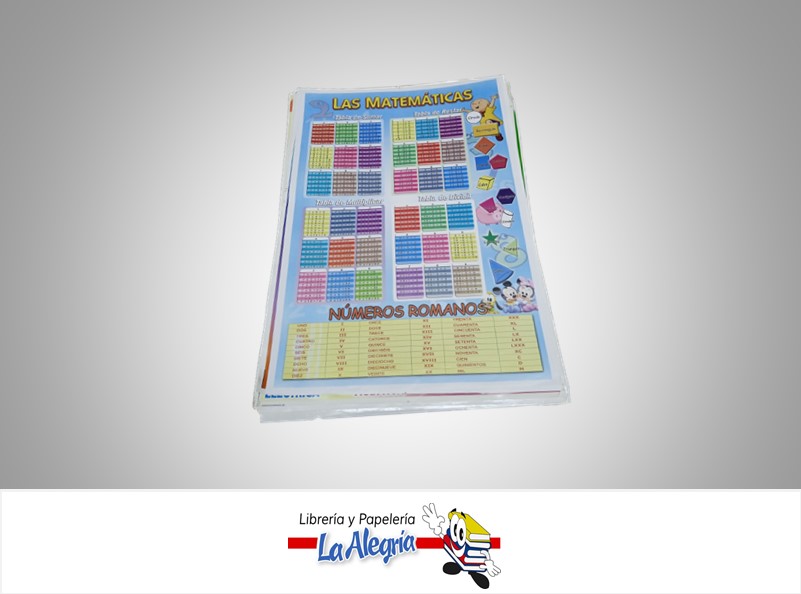 AFICHE GRANDE TABLAS OPERACIONES MATEMATICAS MARCA S/M