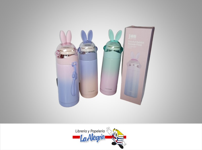 TERMO DE AGUA 400 ML CONEJO JUST LOVE COLORES VARIADOS MARCA HELLO DREAM