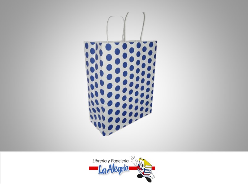 BOLSA DE REGALO GRANDE PUNTO AZUL 26X33X12CM MARCA S/M