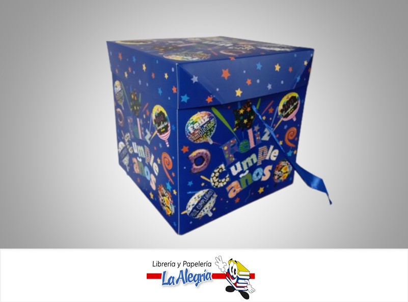 CAJA REGALO FELIZ CUMPLEAÑOS 22X22X22CM AZUL S/M