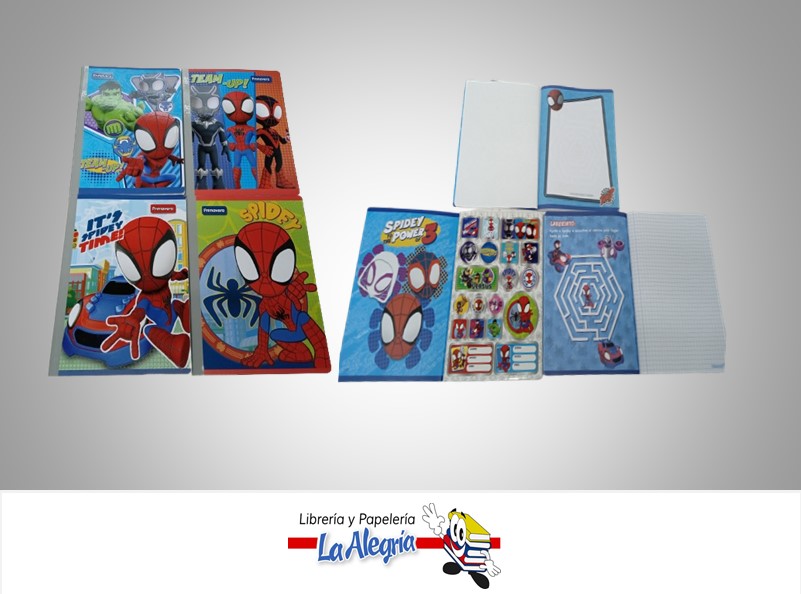 LIBRETA COSIDA MARVEL 100 HOJAS DOBLE LINEA CON STICKERS MARCA PRIMAVERA