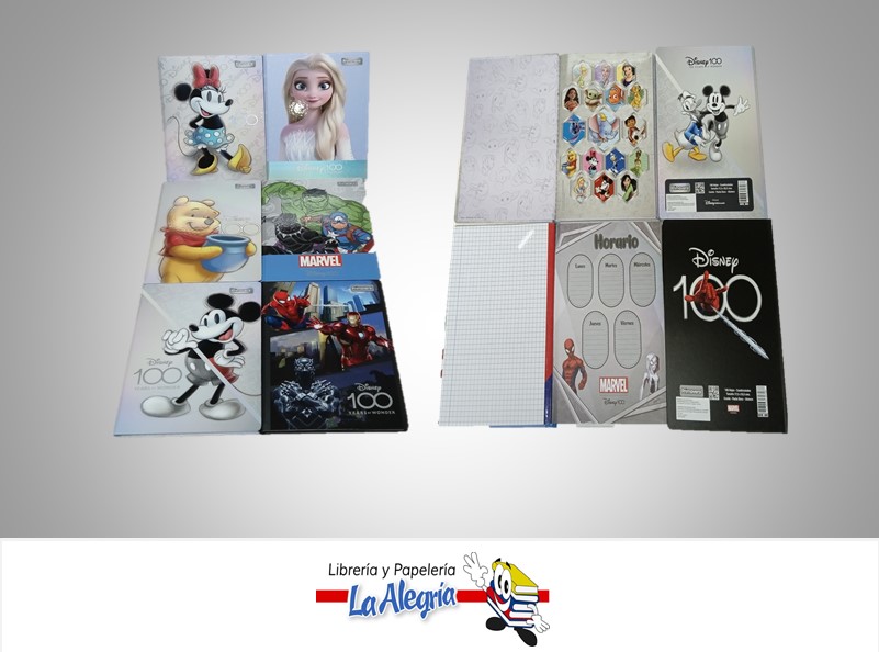 LIBRETA EMPASTADA DISNEY/MARVEL 100 HOJAS CUADRICULADO CON STICKERS MARCA PRIMAVERA