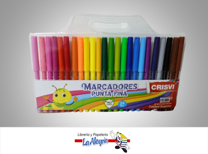 MARCADOR ESCOLAR PUNTA FINA 24 COLORES MARCA CRISVI