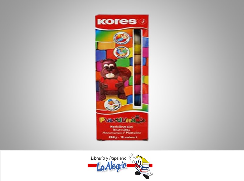 PLASTILINA ESCOLAR 200 G 10 COLORES MARCA KORES