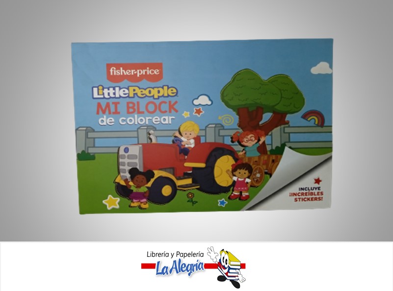 LIBRO BLOCK DE COLOREAR LITTLE PEOPLE FISHER PRICE 48 PAG 1 STICKERS EDITORIAL SICOBEN