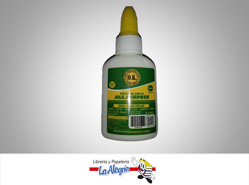 PEGA LIQUIDA BLANCA POLIVINILICA 30GR MARCA O.K.