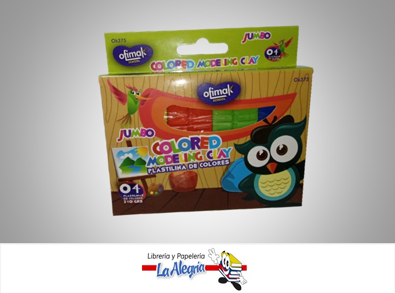PLASTILINA JUMBO OK375 4 COLORES MARCA OFIMAK