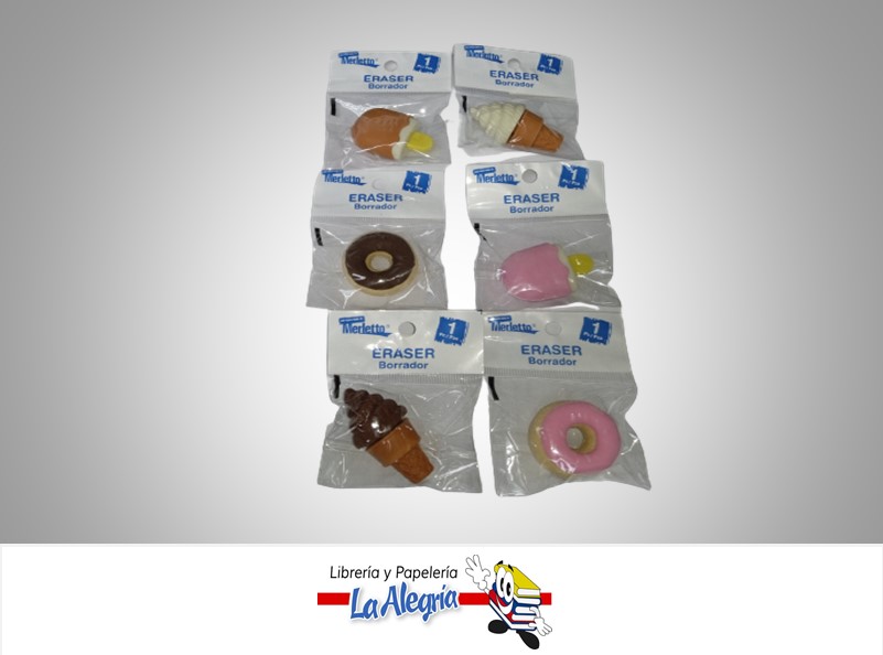 BORRADOR ESCOLAR EN FORMA DE DULCE MARCA MERLETTO