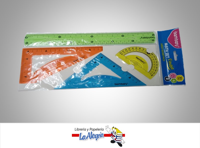 JUEGO GEOMETRICO FLEXIBLE 30 CM 4 PZ 4COLO MARCA BAMBARY