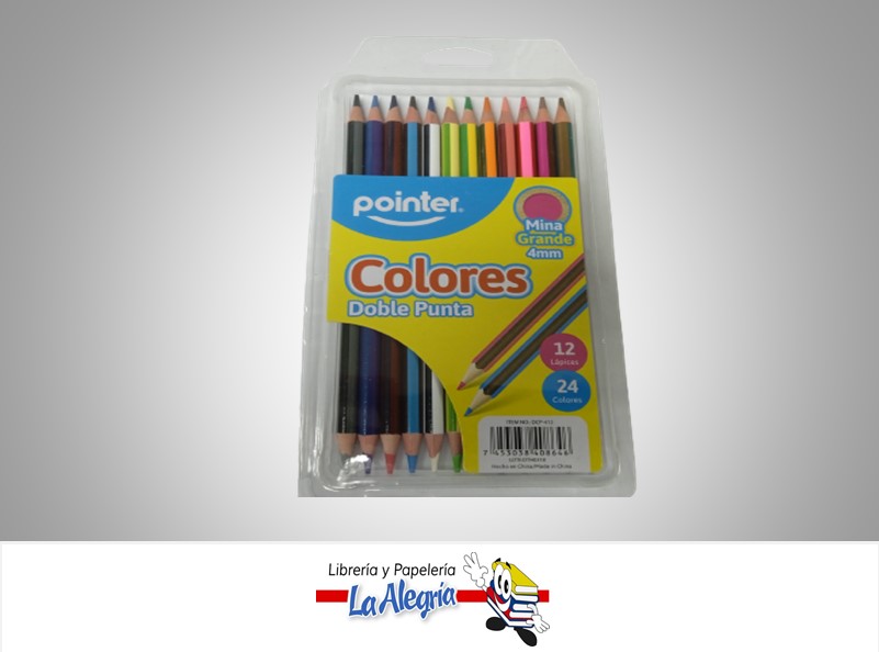 LAPICES DE COLORES DOBLE PUNTA DCP412 4MM 24 COLORES MARCA POINTER