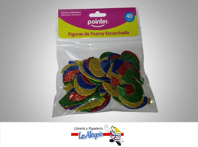 FOAMI FIGURA ESCARCHADA NUMEROS AUTOADHESIVA EVA7135  40 UND MARCA POINTER