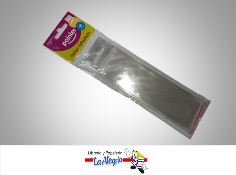 BOLSA CELOFAN CON PEGA 5X18CM TRANSPARENTE PAQ 50UND MARCA POINTER