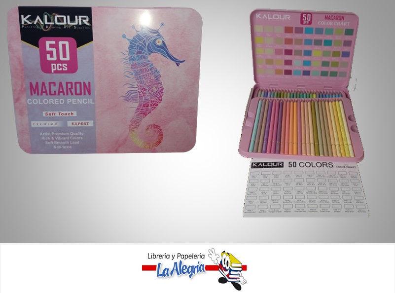 LAPICES DE COLORES LATA 50 COLORES PASTEL MARCA KALOUR