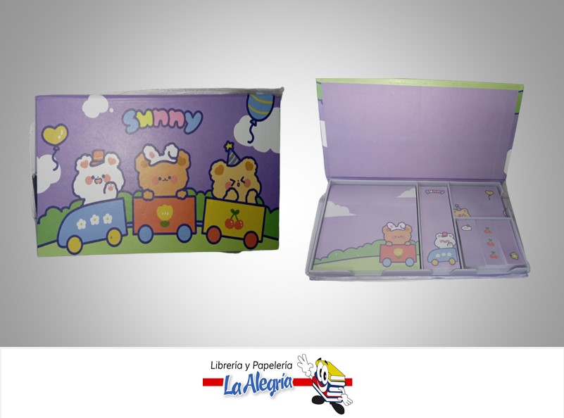 NOTA AUTOADHESIVA CUTE TEDDIES SET 4 UNIDADES MARCA HONGSU