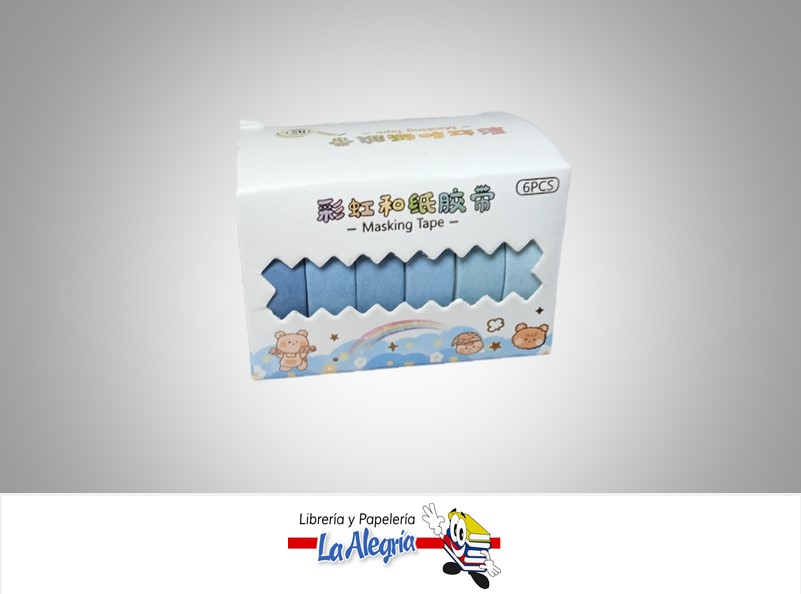 TIRRO (MASKING TAPE) 2M AZUL SOLIDO 6PZA MARCA S/M