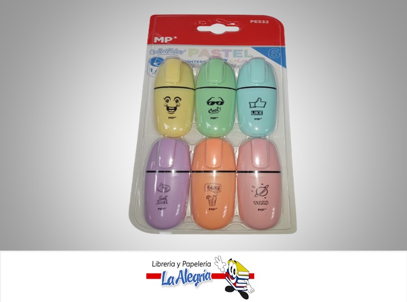 RESALTADOR PASTEL PE532 1/4 MM 6 COLORES MARCA MP