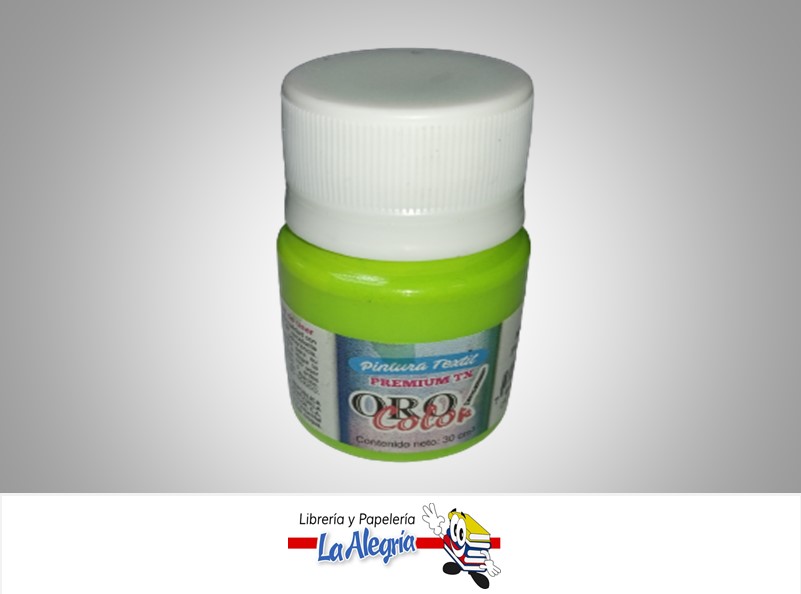 PINTURA PARA TELA TX407 30CC MANZANA NEON MARCA ORO COLOR