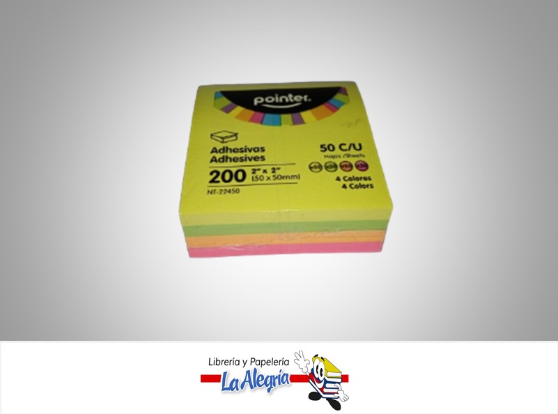 NOTA AUTOADHESIVA NEON 50X50MM 200H MARCA POINTER