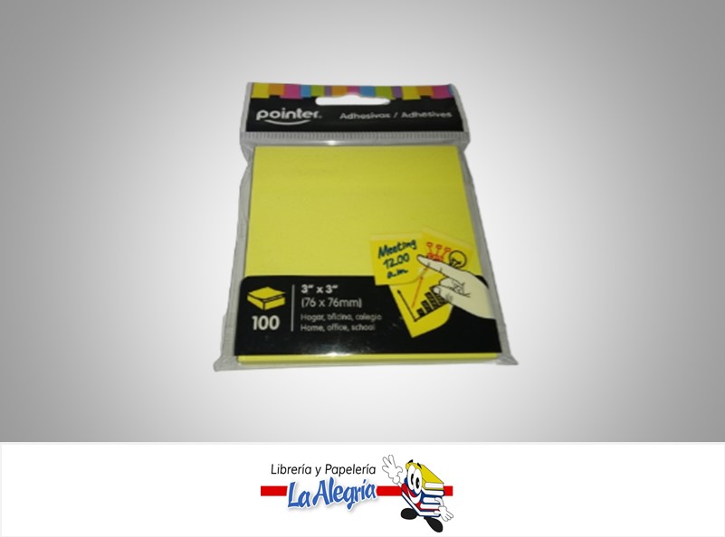 NOTA AUTOADHESIVA  76X76MM 100 HOJAS AMARILLO MARCA POINTER