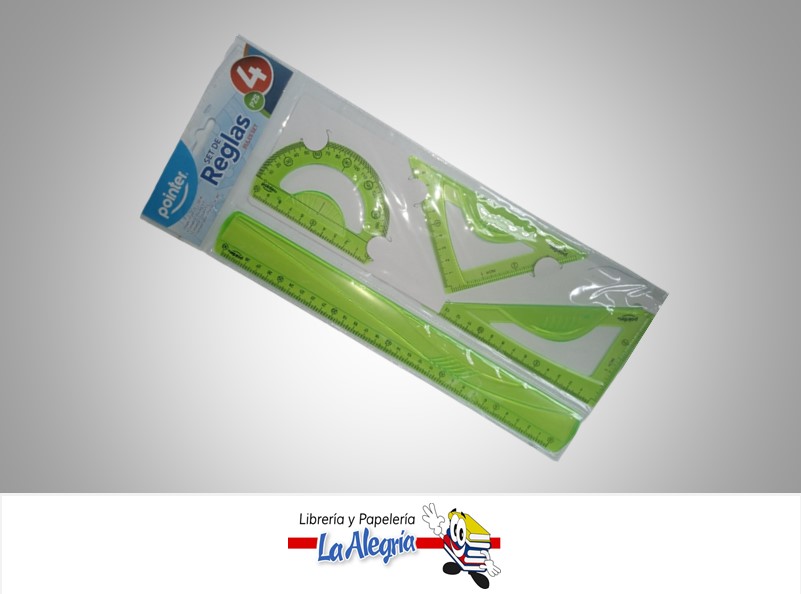 JUEGO DE GEOMETRIA ACRILICO 30 CM 1930F; 4 PZA MARCA POINTER