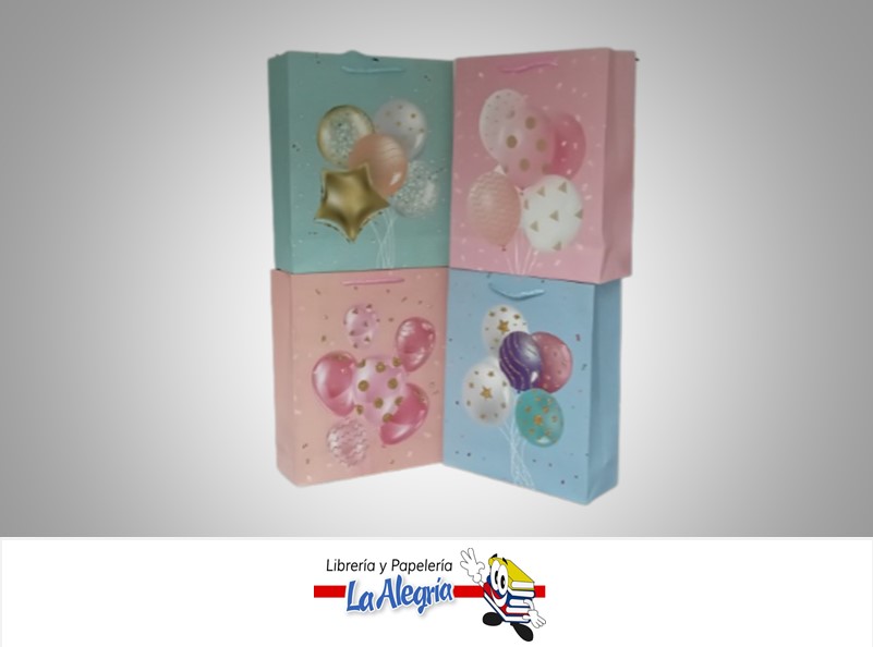 BOLSA DE REGALO GLOBOS Y CORAZONES 30X40X12 CM MARCA S/M
