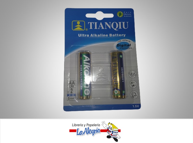 PILA AA 1.5V LR6/2BP ALKALINE SET 2 UND MARCA TIANQUI