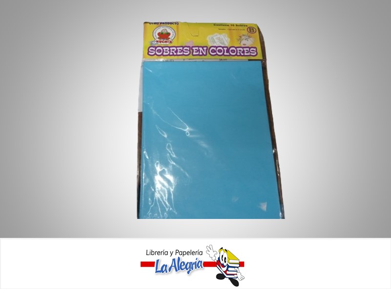 SOBRE B 16.5X11.2 CM AZUL CELESTE UND MARCA CROMO DISEÑO