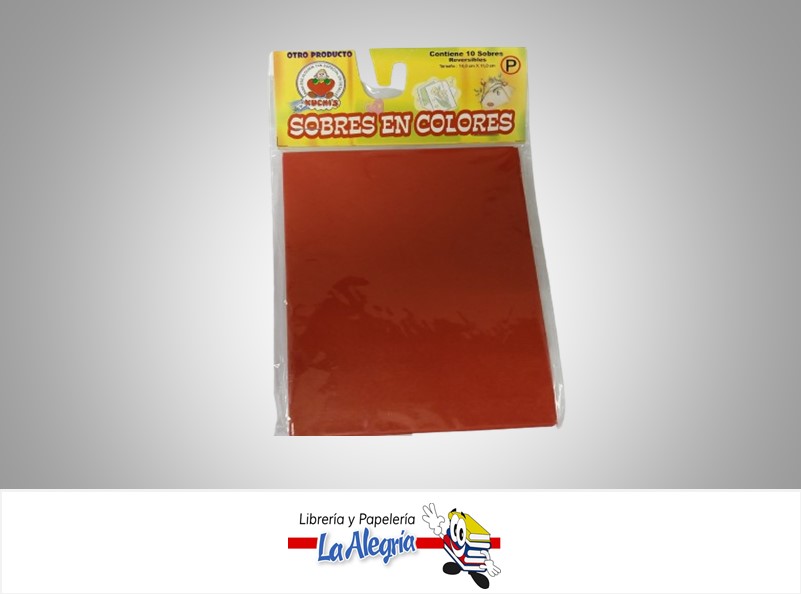 SOBRE DE COLOR P 14X11 CM ROJO UND MARCA CROMO DISEÑO