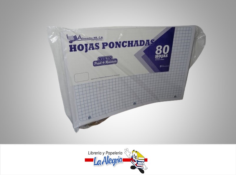 HOJA PONCHADA CUADRICULADA 80 HOJAS 21.5X28 CM MARCA ALINEADOS PT